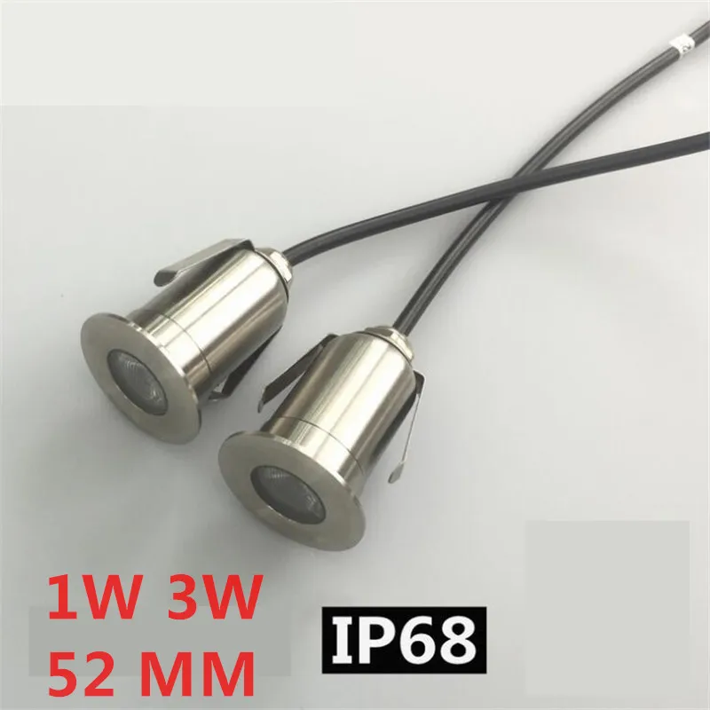 10pcs DC 24V IP68 Waterproof garden lights outdoor 12v 1W 3W 52MM