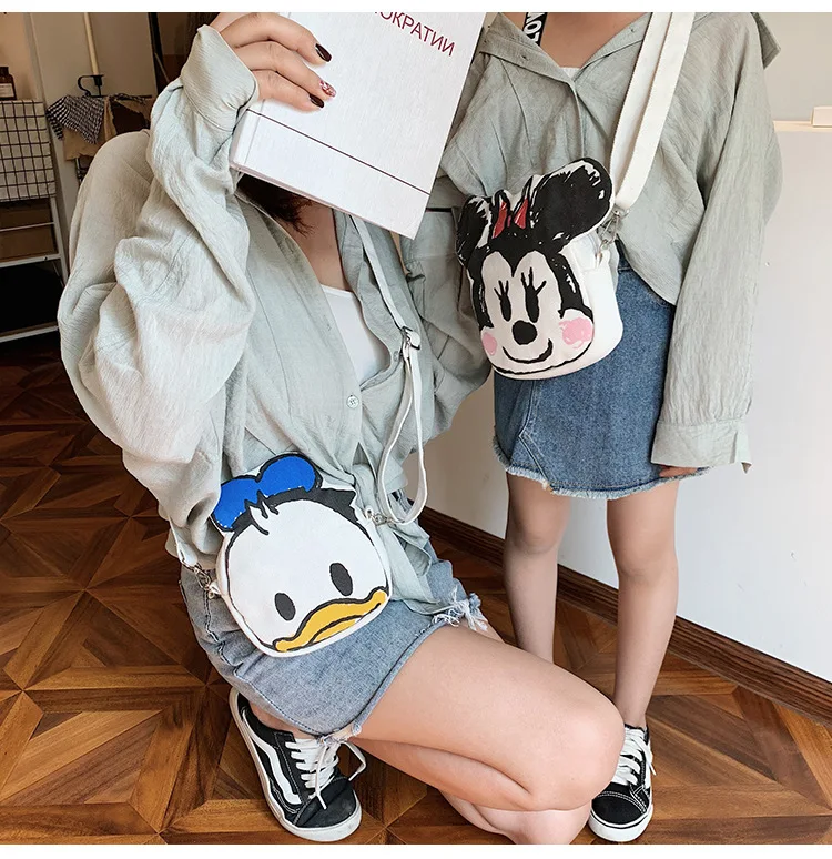 Disney Микки Маус Красивая парусиновая сумка леди детская мультяшная Повседневная модная сумка на плечо Месседжер-сумка для девочек Минни Дональд Дак