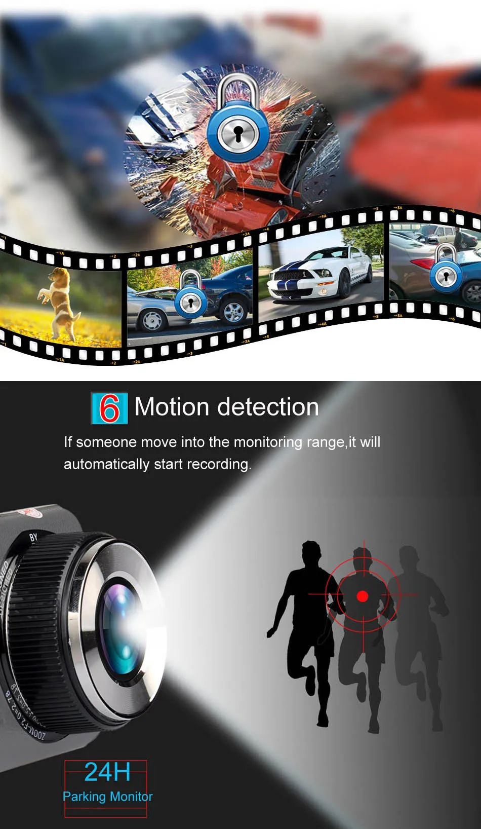 Mini Car DVR H801B With Rear View Camera Dual Lens Dash Cam 4 Inch Full HD 1080P+720P WDR Video Recorder Portable Camcorders-8