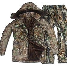 Тактический зимний термальный флисовый охотничий костюм, Мужская водонепроницаемая бионическая камуфляжная одежда, костюм, камуфляжная ветровка, куртка