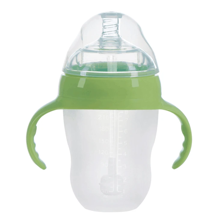 Детская Бутылочка для новорожденных с широким калибром, силиконовая бутылка с ручкой, принадлежности для малышей, инструменты для кормушка молока - Цвет: 250ml with handle