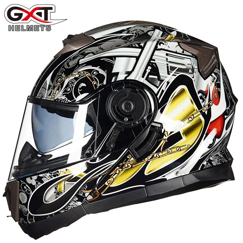 

4 seasons Motorcycle GXT 160 Flip Up Helmet Double Lense Full Face Helmet Casco DOT ECE Sticker Racing Capacete