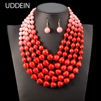 

UDDEIN Nigerian Wedding Indian Jewelry Sets Bib Beads Necklace Earring Sets Statement Collar Vintage African Beads Jewelry Sets