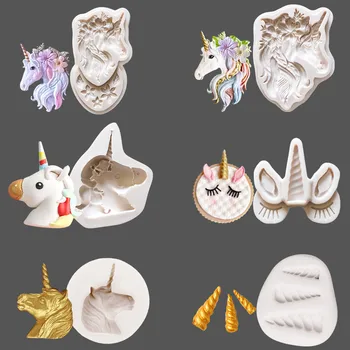 

1 Pcs Unicorn Shape Fondant Cake Silicone Mold Cookie Ice Cream Molds Biscuits Candy Chocolate Mould Baking Cake Decoration Tool