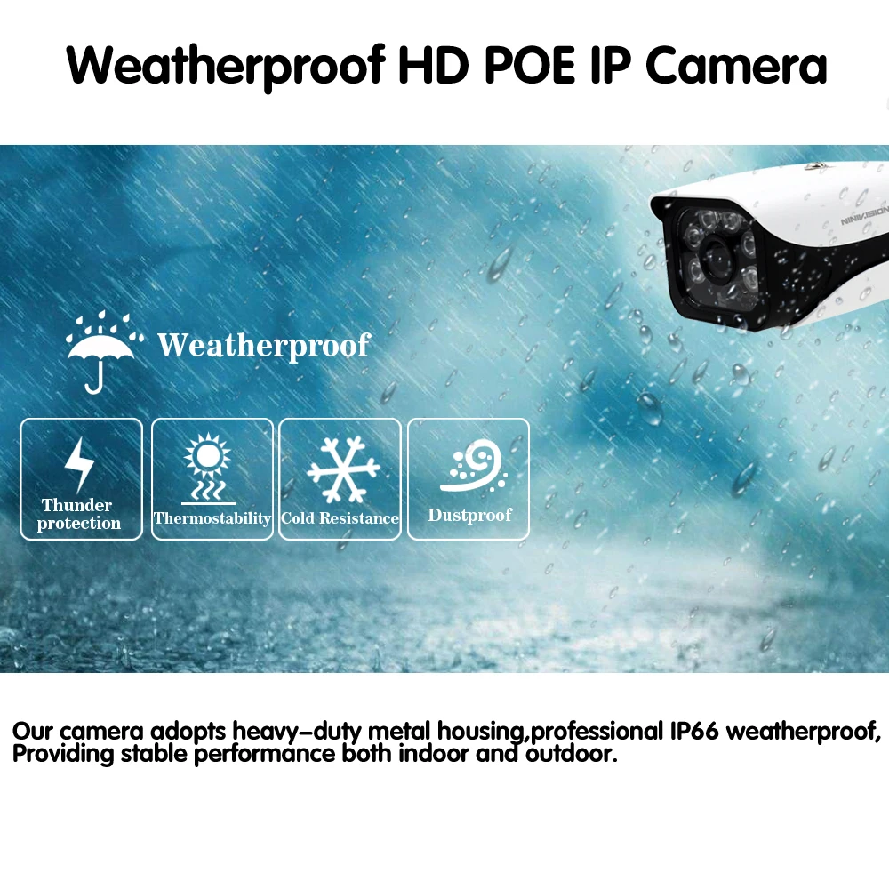  H.265 5.0MP POE IP Camera 5MP Bullet CCTV IP Camera ONVIF 2.0 for POE NVR System Waterproof Outdoor - 33052168702