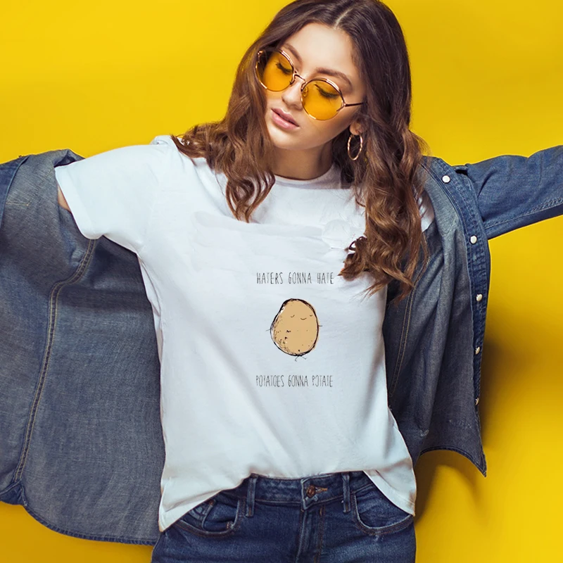 

Camiseta dibujos animados Cartoon cute funny potatoes graphic t shirts Casual short sleeve tshirt women streetwear summer top