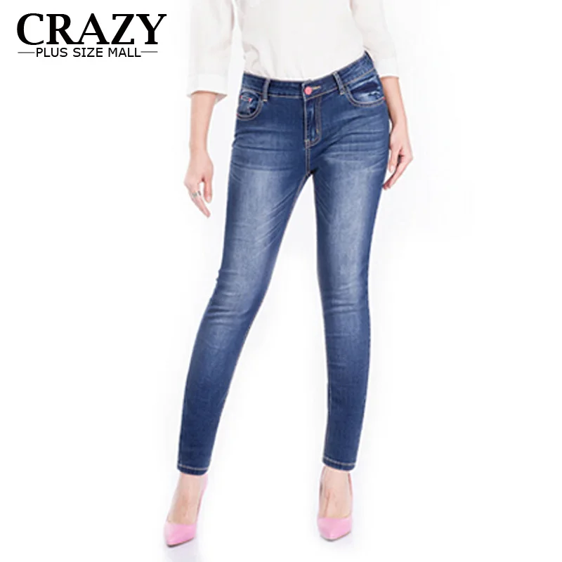 

Plus Size Stores 2019 New Women Clothing 6xl 5xl 4xl XXXL Fashion Denim Skinny Jeans For Larger Lady Pencil Pants C9720