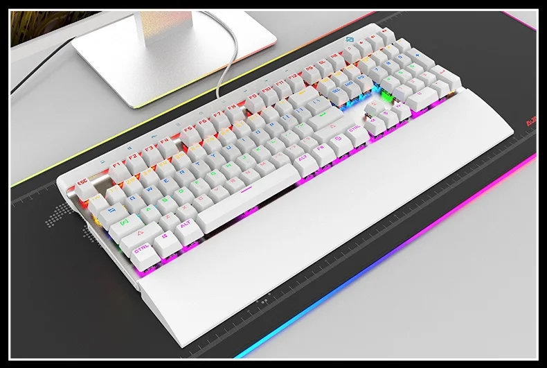 Ajazz AK500 с подсветкой USB Проводная Механическая игровая клавиатура ноутбук настольная клавиатура большая Подставка для рук мультимедийная сенсорная панель