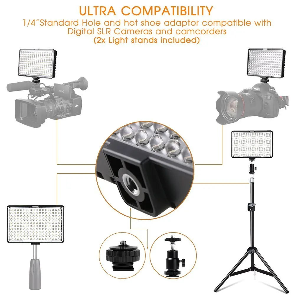 Capsave TL-160S 4 juegos de luz de vídeo LED iluminación fotográfica 5600K CRI85 Luz de estudio para YouTube sesión de fotos Panel de lámpara LED - 3