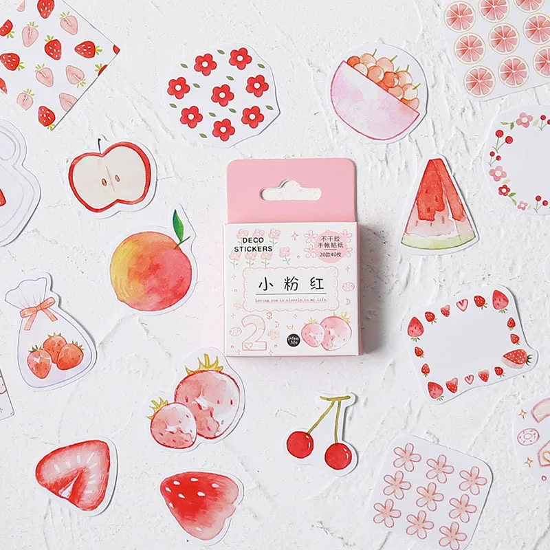 

40Pcs Creative Candy Color Stickers Stationery Stickers Kawaii Fruit Adhesive Stickers For Kids DIY Diary Scrapbooking Supplies