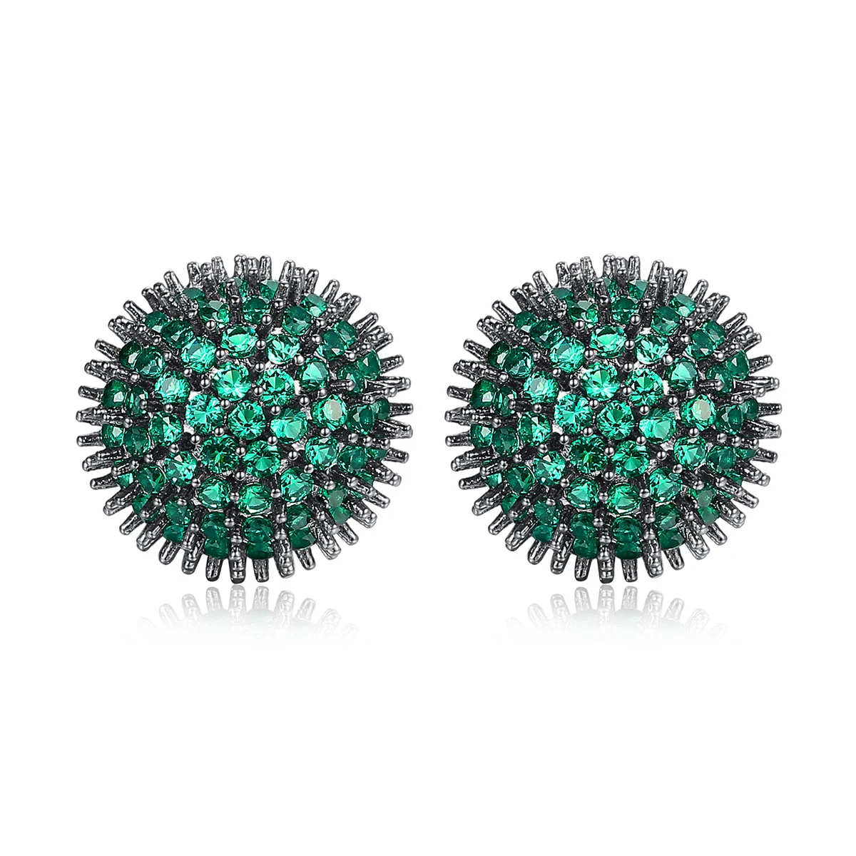 

Europe and America Fashion Round Hemisphere Green White Purple Cubic Zircon Stud Earrings For Women Minimalist Stud Earring
