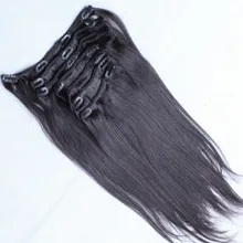 Straight Hair Clip In Human Hair Extensions 7 Pcs 100% Brazilian Human Hair Natural Color Clip In Remy Hair Sunny Queen Products