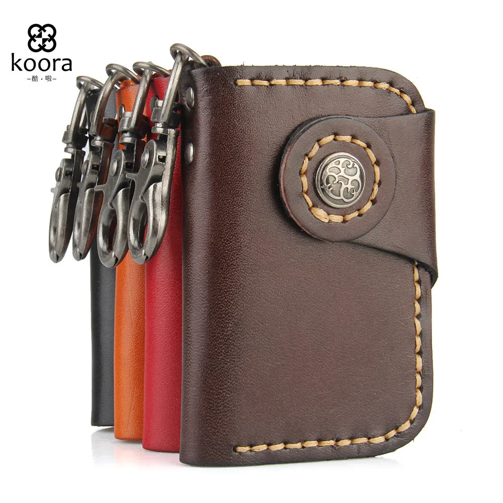

Genuine Leather Men Retro Key Holder Cowhide Handmade Rocker Moto Rider Key Organizer Top Quality Key Case Wallet Luxury Gift