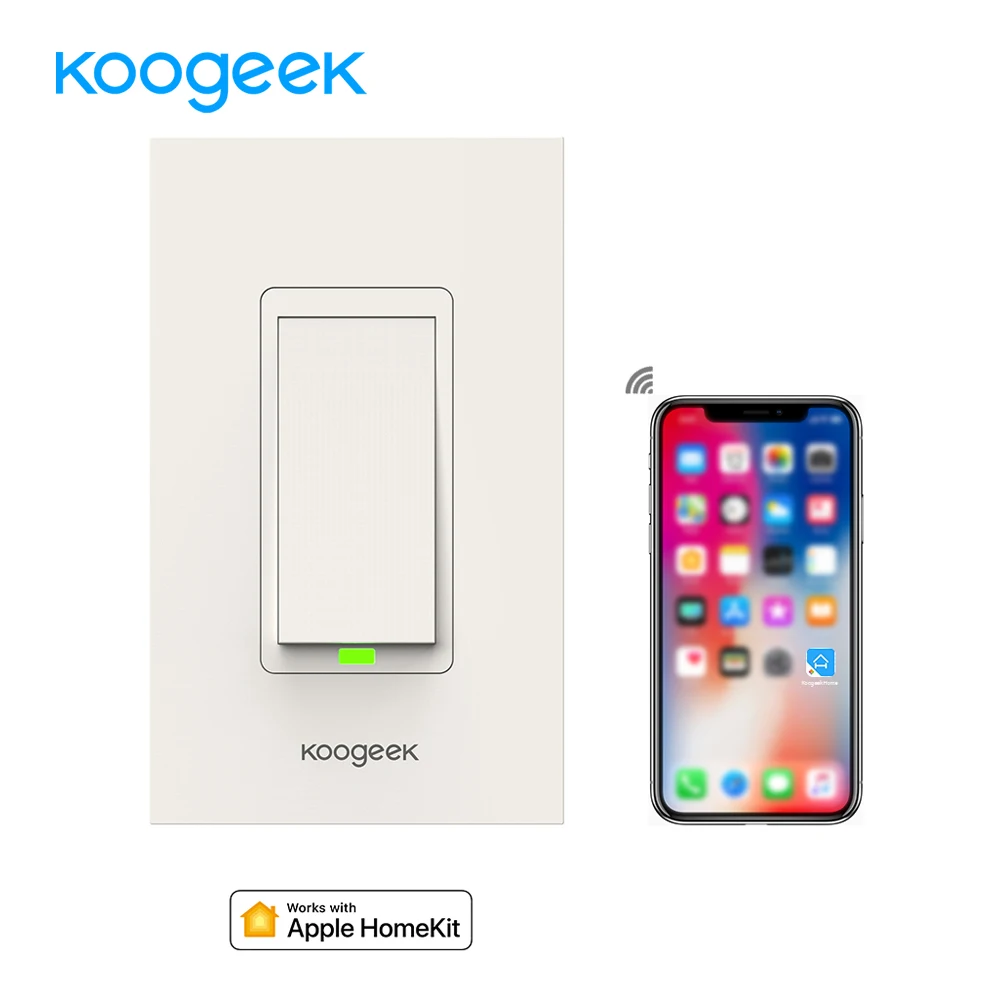 

Koogeek Smart Light Switch Works for Apple HomeKit Support Siri Control Single Pole Wall Switch on 2.4GHz Network [Only for IOS]
