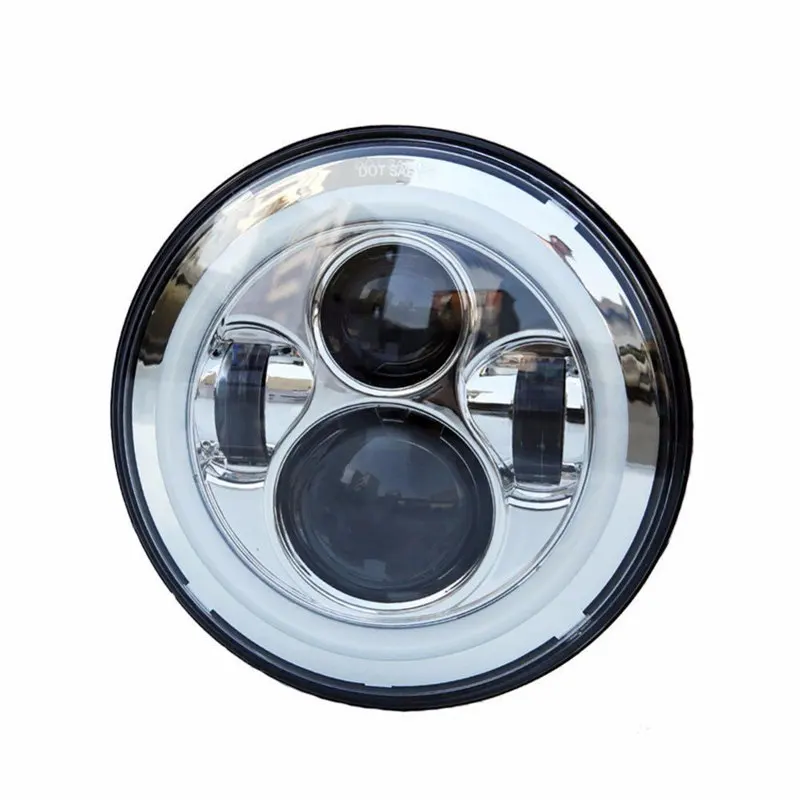 7 Inch Silver Daymaker LED Headlight with 7 Inch Round Chrome Headlight Mounting Ring Adapter for Jeep Wrangler Harley Davidson Motorcycles xc