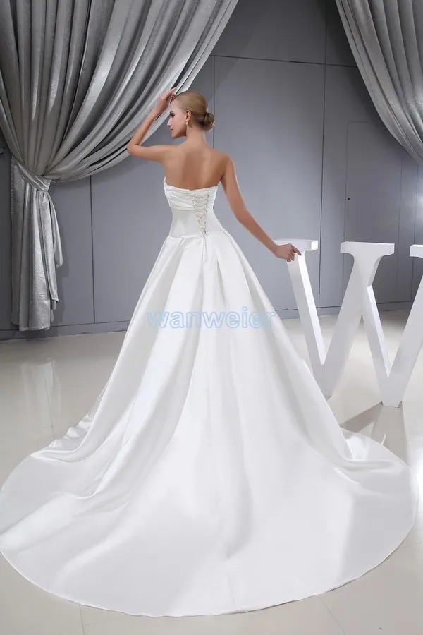 Бальное платье зашнуровать моды для свадьбы милая ручной цветок маленький поезд нестандартного размера/цвет белый свадебные платье