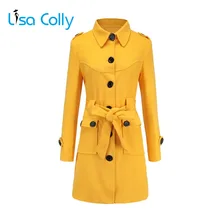 Лиза Colly Для женщин зимняя куртка пальто повседневная верхняя одежда мода Slim однобортный Для женщин Шерстяное пальто Для женщин длинные пальто