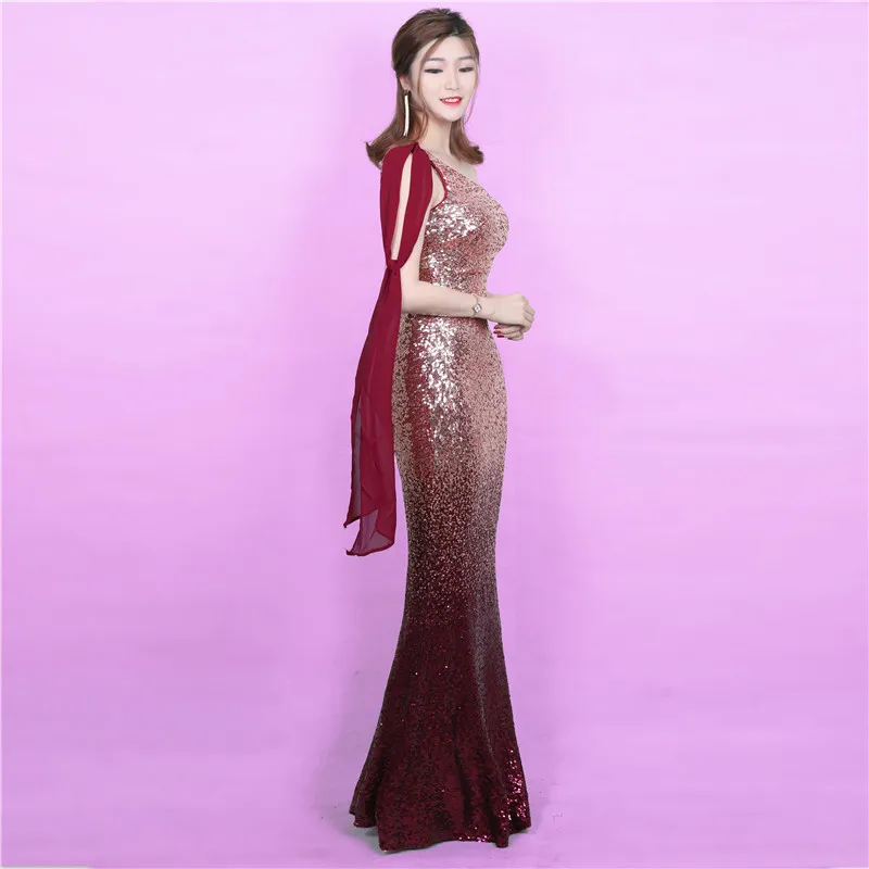 Asymétrique Promotion Polyester Coton À Paillettes gold Épaule cou Perle Longueur Plus parole Lanon Color Taille Blue Une photo 2019 Robe photo Color Élégant XIxq0wx