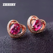 Zhhiry натуральный красный серьга с топазом подлинное Твердое Серебро 925 пробы настоящие драгоценные камни серьги женские ювелирные изделия с камнями