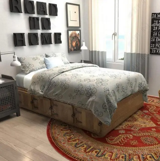 

European Retro Ethnic Jacquard Mandala Round Mat Flower Nordic Printed Round Carpet For Livingroom Kids Room Large Area Rug