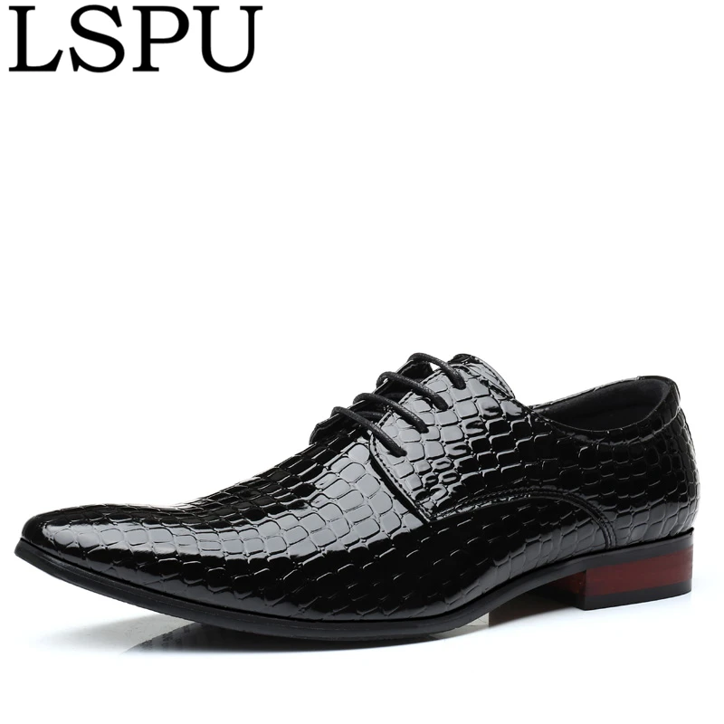

2019 Plus Size 38-47 Pointed Toe Men Leather Shoes Lace Up Breathable Casual Men Shoes Fashion Men Business Shoes Party Wedding
