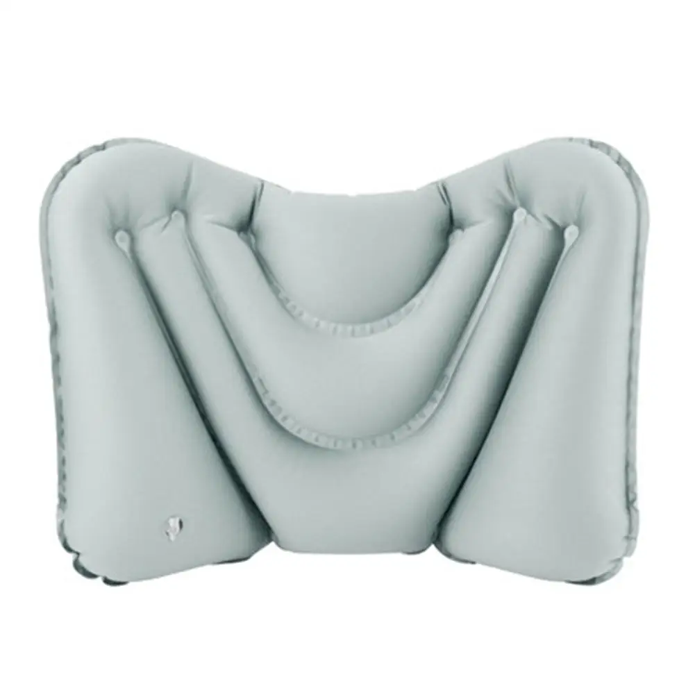 Надувная подушка мягкая портативная надувная подушка для путешествий для походов на открытом воздухе, походов, альпинизма, сна, автомобиля, самолета, поясничной поддержки - Название цвета: Серый