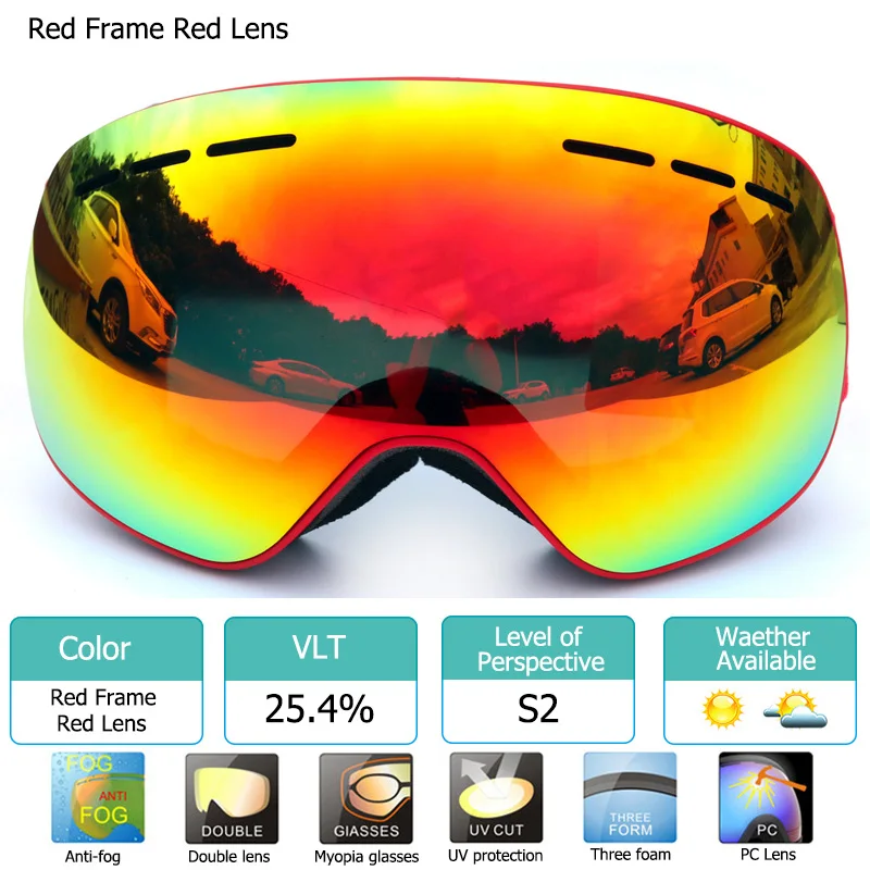Gafas de esquí con magnético de doble capas lente esquí Anti-niebla UV400 Snowboard gafas para hombres y mujeres de esquí gafas