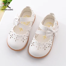 HITOMAGIC Baby Girl Shoes Toddler Girl Shoes For Children’s Footwear Princess Hollow Bowtie Pink Breathable Hooks Child Shoe