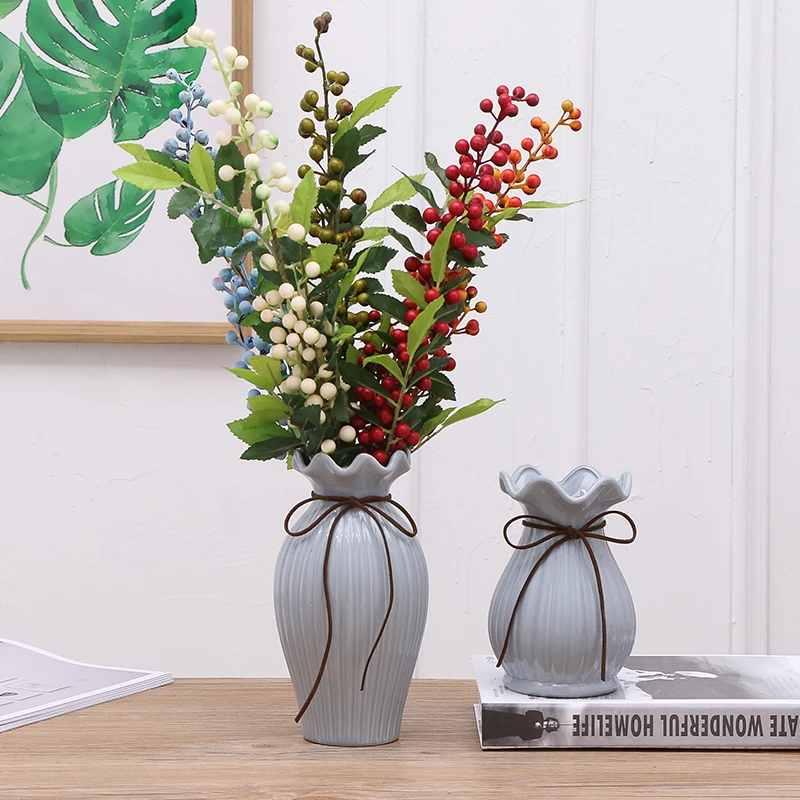 Modern Ceramic vase white/blue Porcelain flower vases centerpieces for weddings crafts Dry