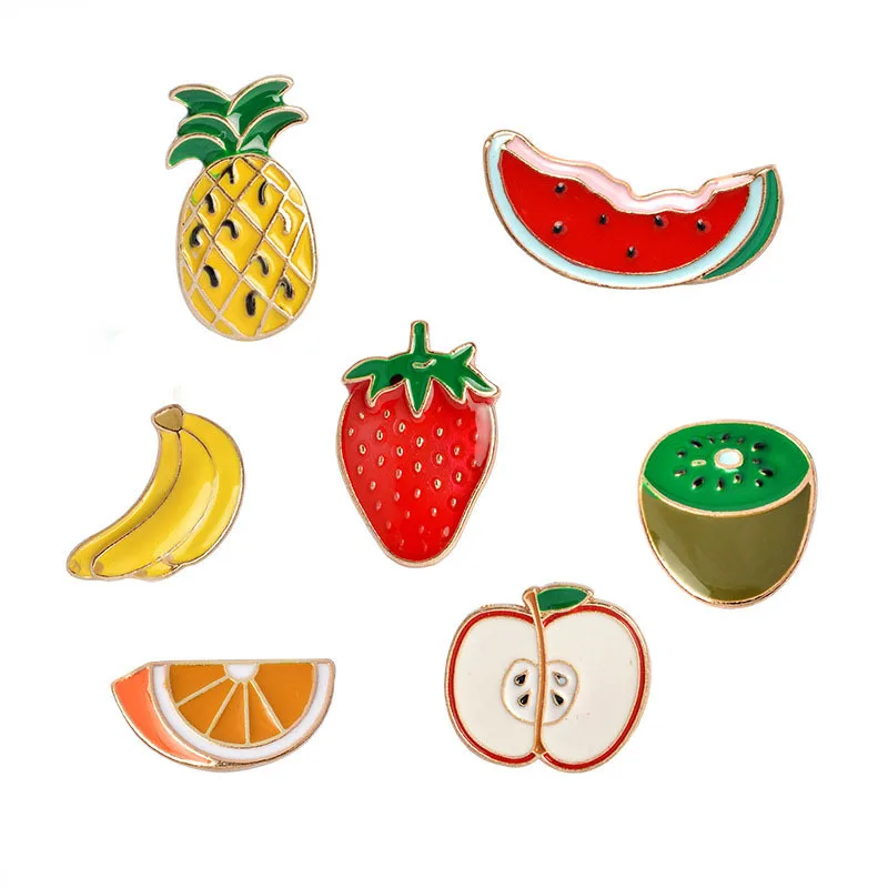 

Rinhoo Watermelon Kiwi Strawberry Orange Banana Apple Pineapple Cartoon Fruit Fashion Brooches For Women And Kids Brooch