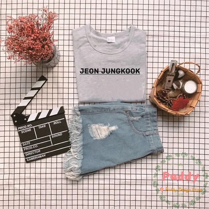 OKOUFEN Kpop, уличная футболка JEON JUNGKOOK, унисекс, Модный женский топ Tumblr, крутая футболка с принтом, черная хлопковая футболка, Harajuku, топы