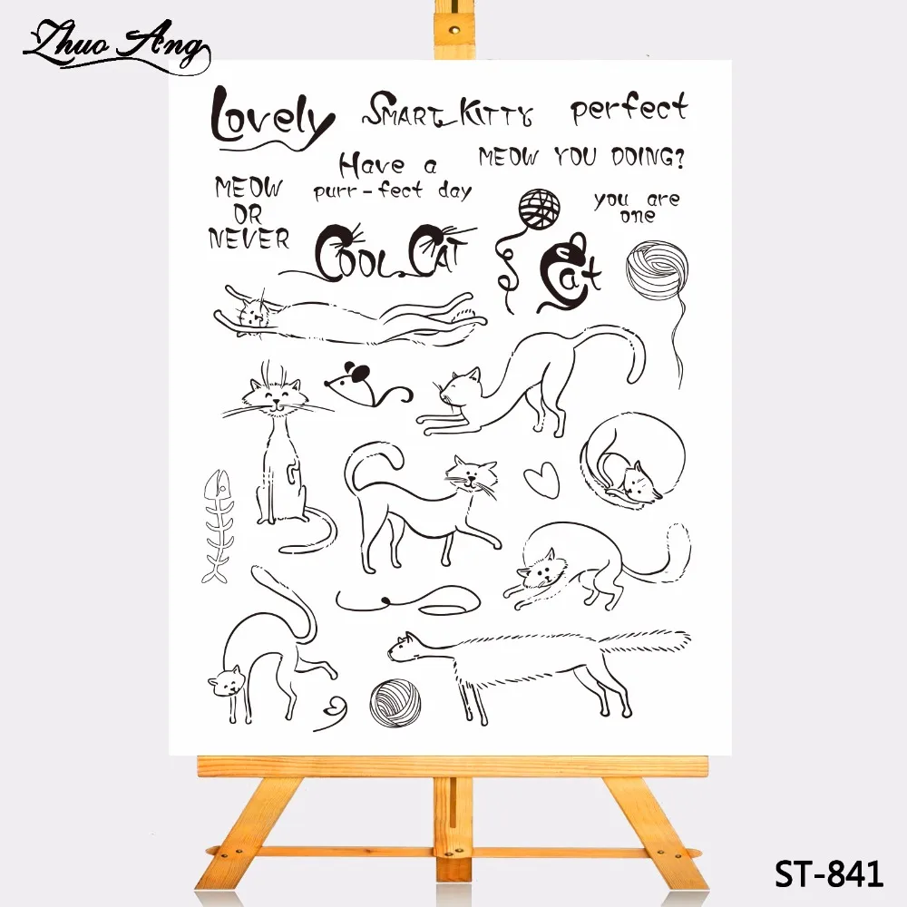 

ZhuoAng Transparent Clear Stamp Hard Cat Seals Seal for DIY Scrapbooking Photo Album Card Making DIY Decoration Supply