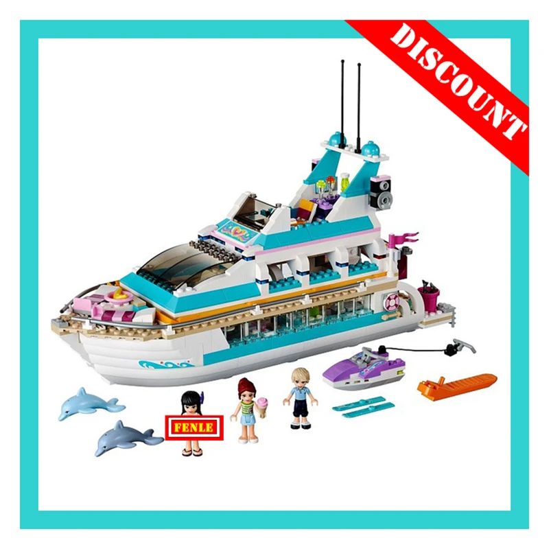 

compatible legoings Friends 618pcs building blocks Dolphin Cruiser Vessel Ship Brick figure toys for children