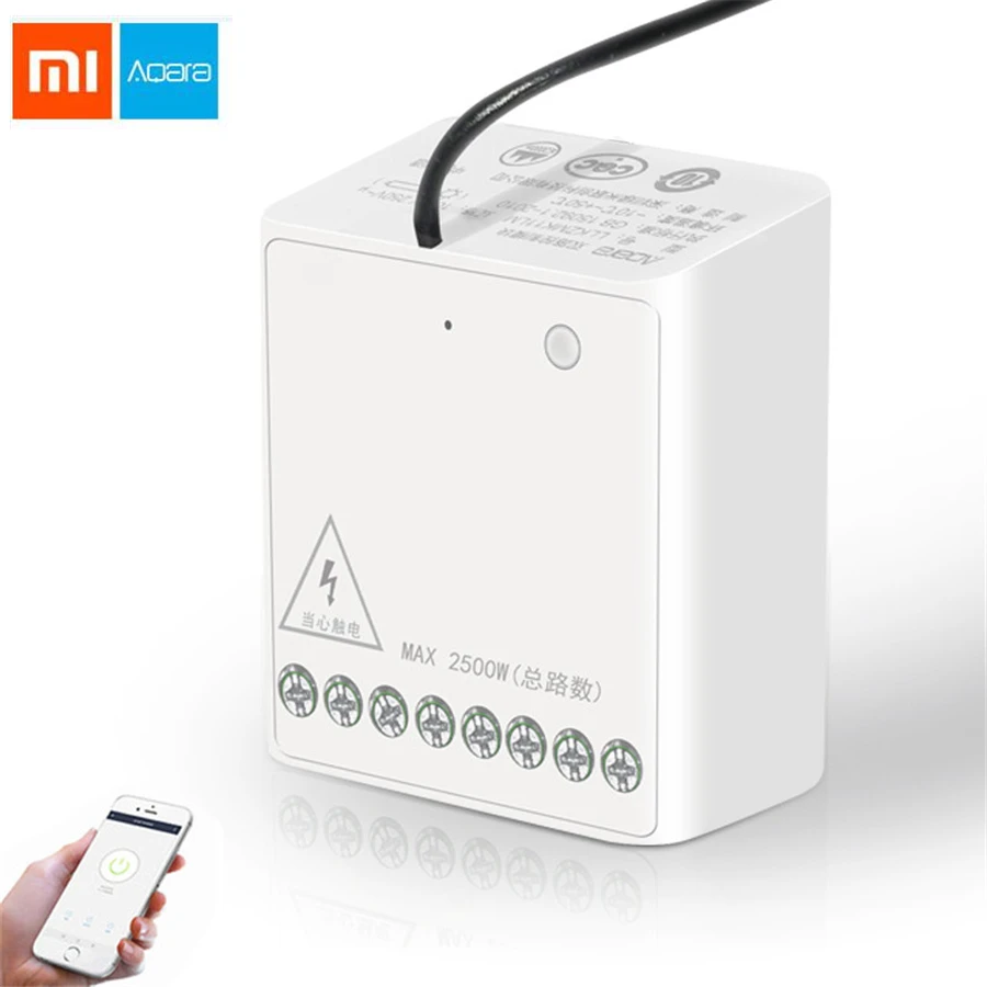 Двухполосный модуль управления Xiaomi Mijia Aqara, беспроводной релейный контроллер, 2 канала, работает для умного дома, Mijia APP, домашний комплект