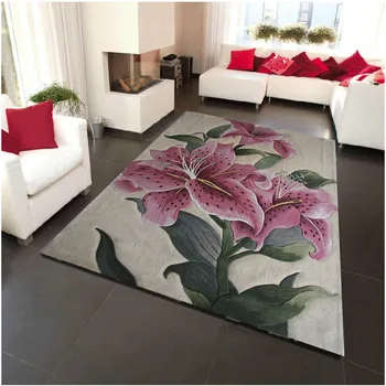 

Lily Flowers on Wool Large size carpets for parlor living room bedroom Classical Mat rugs decoration floor rug Floral carpet