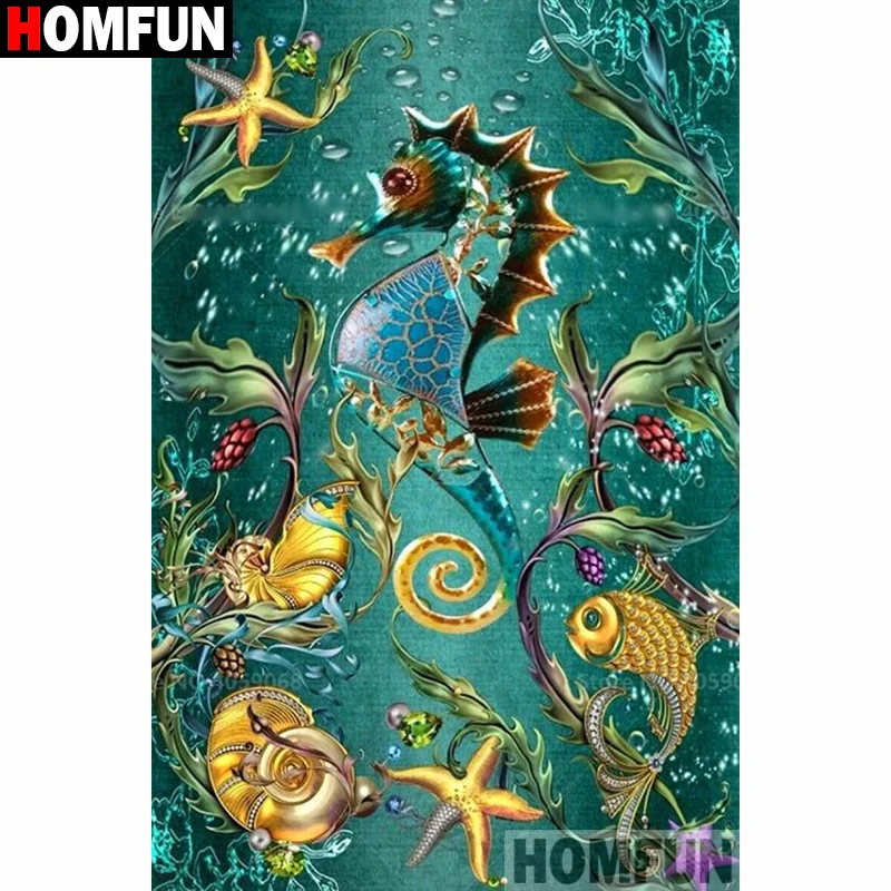 Алмазная живопись HOMFUN Морская лошадь картина из квадратных/круглых страз 5D