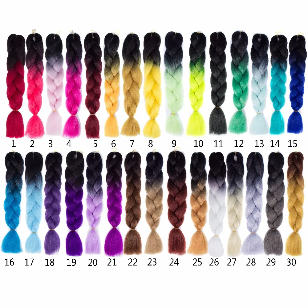 60 color Ombre expression Two Tone Kanekalon Jumbo ...