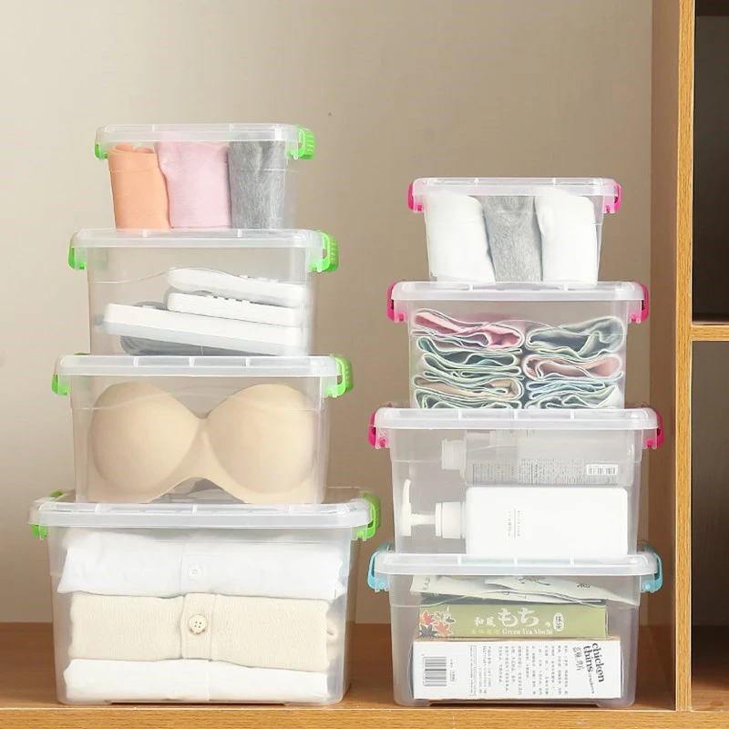 

Transparent storage box small plastic desktop covered toy sundries finishing box clothes underwear organizer bin mx01181411