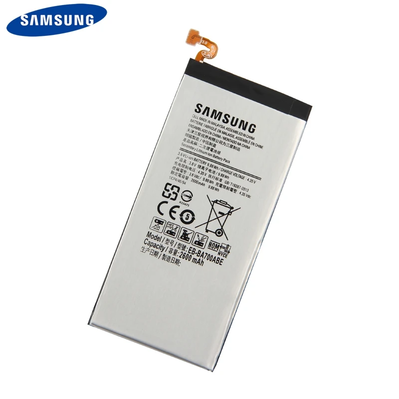 samsung Батарея EB-BA700ABE для samsung Galaxy A7 SM-A700F SM-A700FD SM-A700S SM-A700L SM-A700 batteriies 2600 мА-ч