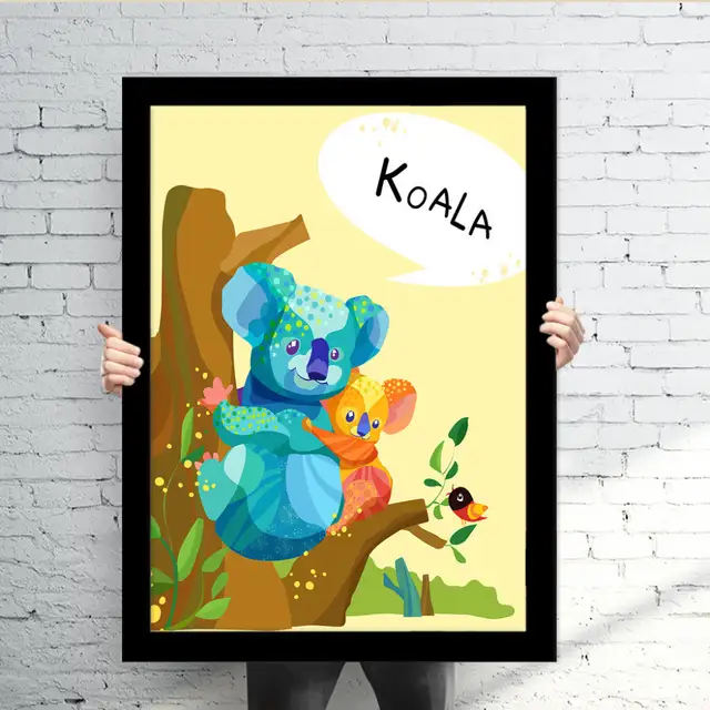 Online Shop Triptych Hewan Persia Kucing Kawaii Koala Gazelle A4