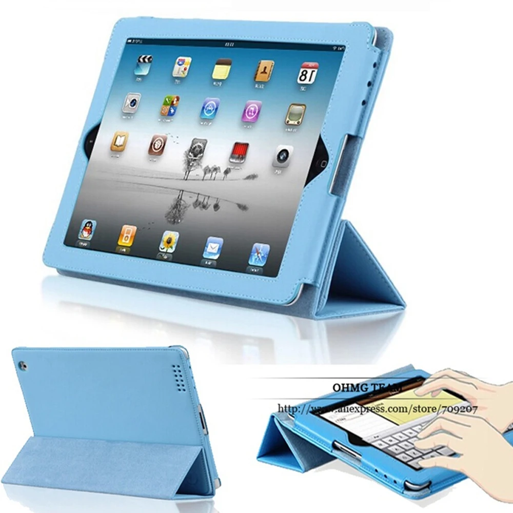 For iPad 2/3/4 Folio Style PU Imitation Leather Stand Cover Auto Sleep Wake Up For Apple iPad 4 Magnetic Flip Case For iPad 2 apple-ipad-case