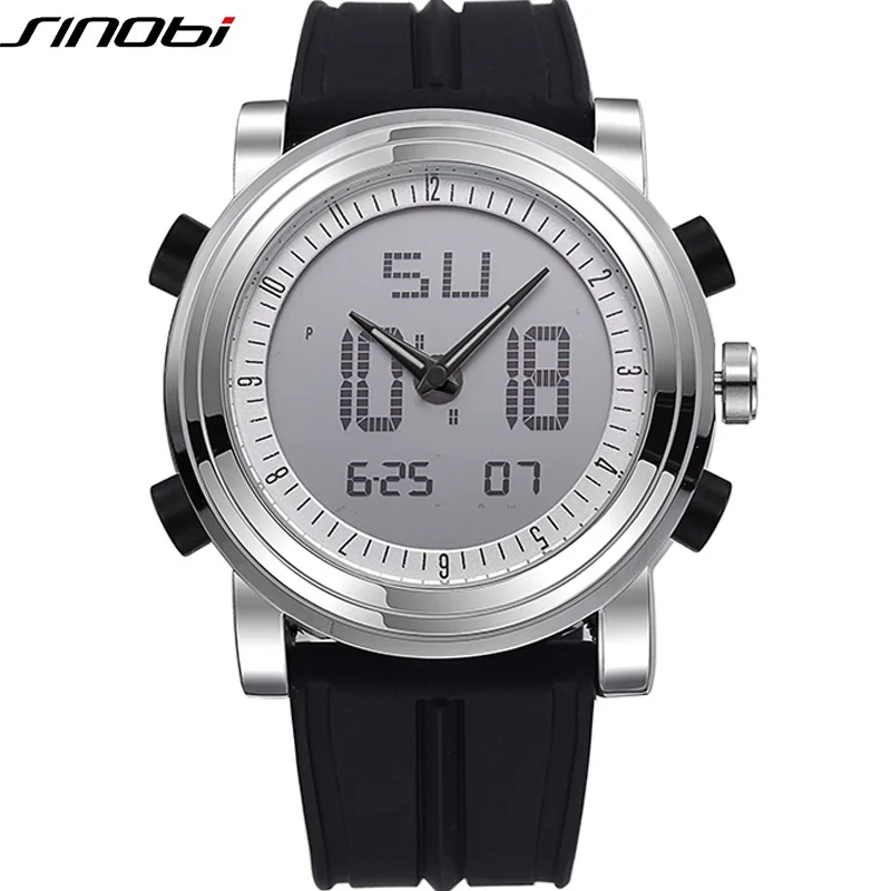 Kopen SINOBI Sport Horloges Mannen Vrouwen Dual Display Analoge Digitale LED Elektronische Quartz Horloges Mannen reloj Waterdichte Wekker