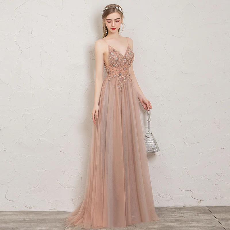 Luxury Evening Dress Long V-Neck Tulle Robe De Soiree Formal Dress Women Abiye Gece Elbisesi Abendkleider 2019 Luxury Evening Dress Long V-Neck Tulle Robe De Soiree Formal Dress Women Abiye Gece Elbisesi Abendkleider 2019