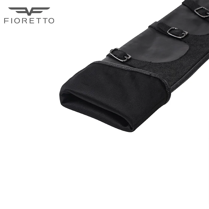 Женские перчатки fioreto черные зимние из натуральной кожи на ремешке|long genuine leather