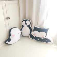 Кэндис Го! Супер милые плюшевые игрушка прекрасный черный и белый Пингвин летучая мышь призрак печати подушки для дивана на день рождения Рождественский подарок 1 p