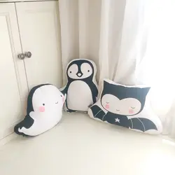 Кэндис Го! Супер милые плюшевые игрушка прекрасный черный и белый Пингвин летучая мышь призрак печати подушки для дивана на день рождения