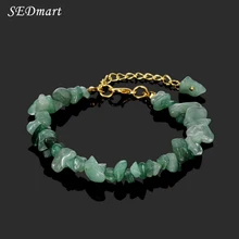 SEDmart дизайн чипы из натурального камня Золотое звено браслет для женщин Исцеление Кристалл Браслеты Рэйки браслеты
