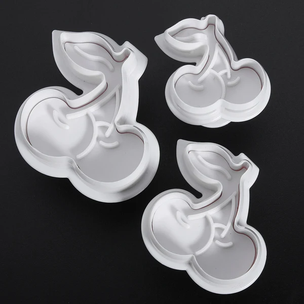 

Special low 3pcs/set Cherry Fondant Cake Decorating Sugarcraft Mold Cookie Plunger Cutters Tools