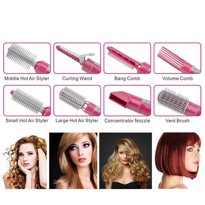 8-in-1 Multifunctional Electric Hair Dryer Brush Blow Dryer Rotating Comb Brush Straightening Hair Curler Styling Tools pj