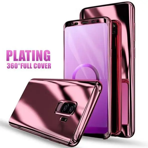 360 Full Body Protective PC Hard Shell Plating Mirror Phone Case (Free Tempered Glass) for Samsung Galaxy S8 Plus | Мобильные